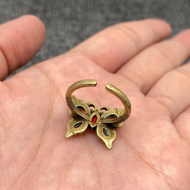 Mio Queena - Wholesale Cocktail/Statement Ring - Vintage Color Changing Butterfly Bronze Adjustable Ring3