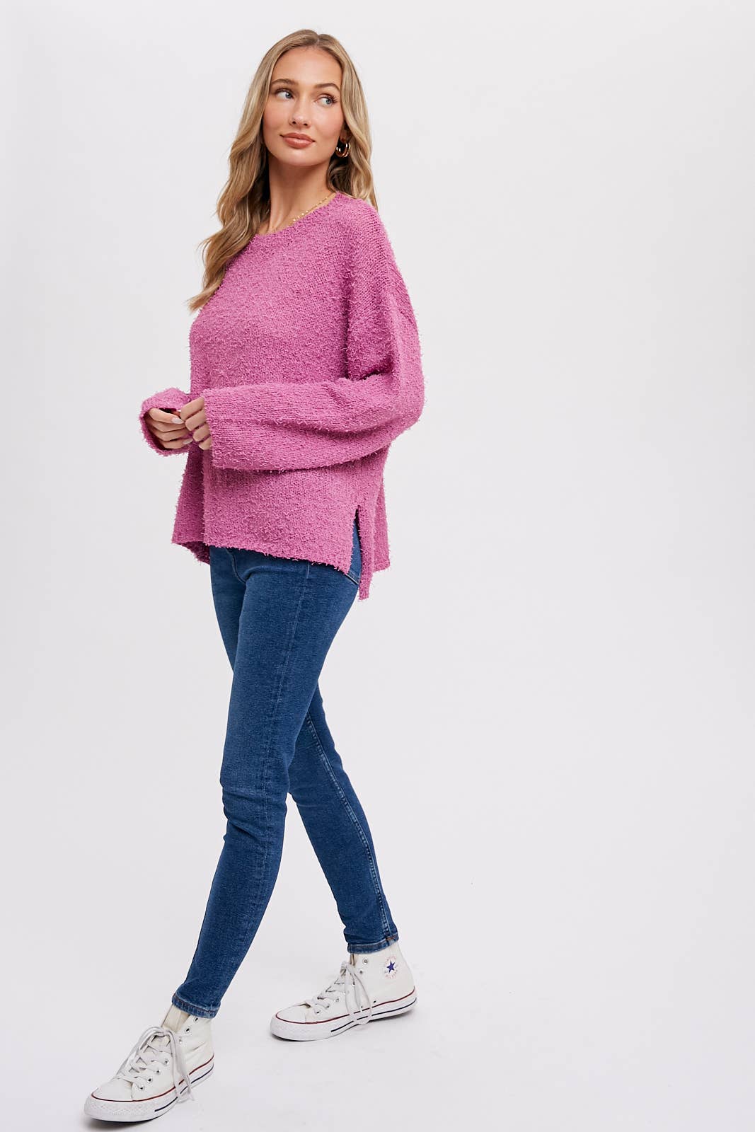 Bluivy – Engroshandel Pullover - Dame – Let boucle-pullover med boxy pasform5