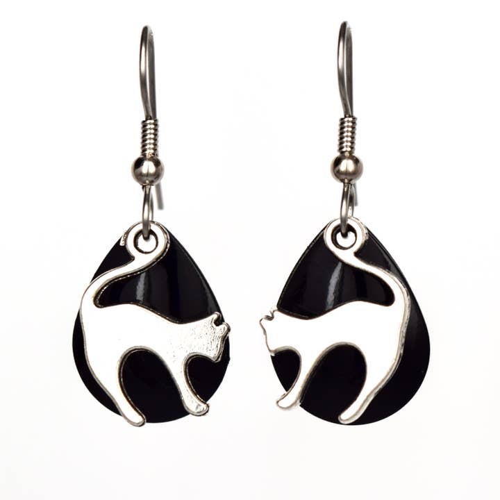 Sm. Black Cat Earrings for wholesale by Eye Catching Jewelry