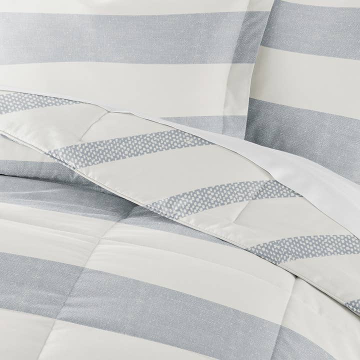 Down Alt Distressed Stripe Reversible Comforter Set for wholesale by ienjoy Home