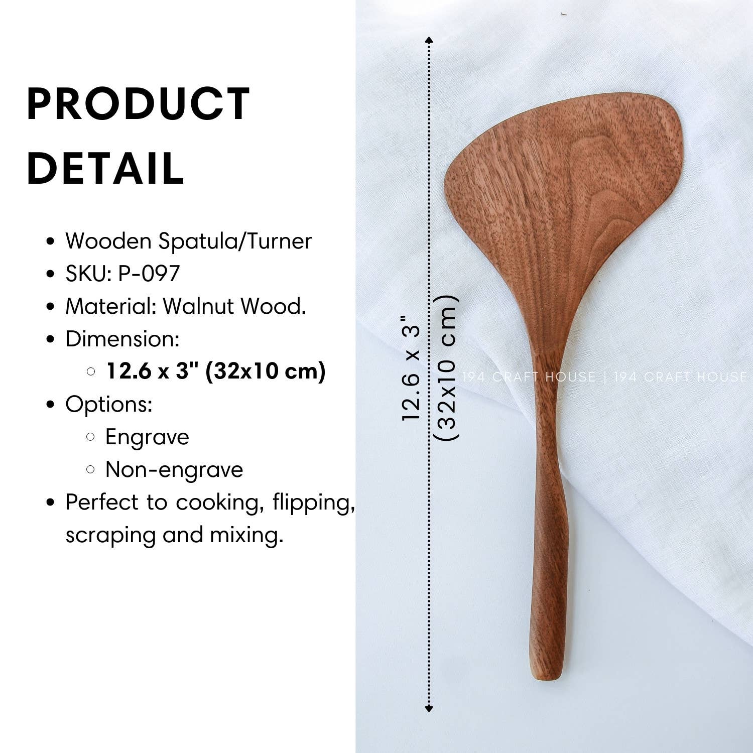 194 Craft House - Wholesale Serving Utensil - Walnut Wood Kitchen Utensils - Set of 4 - Serving Utensil2