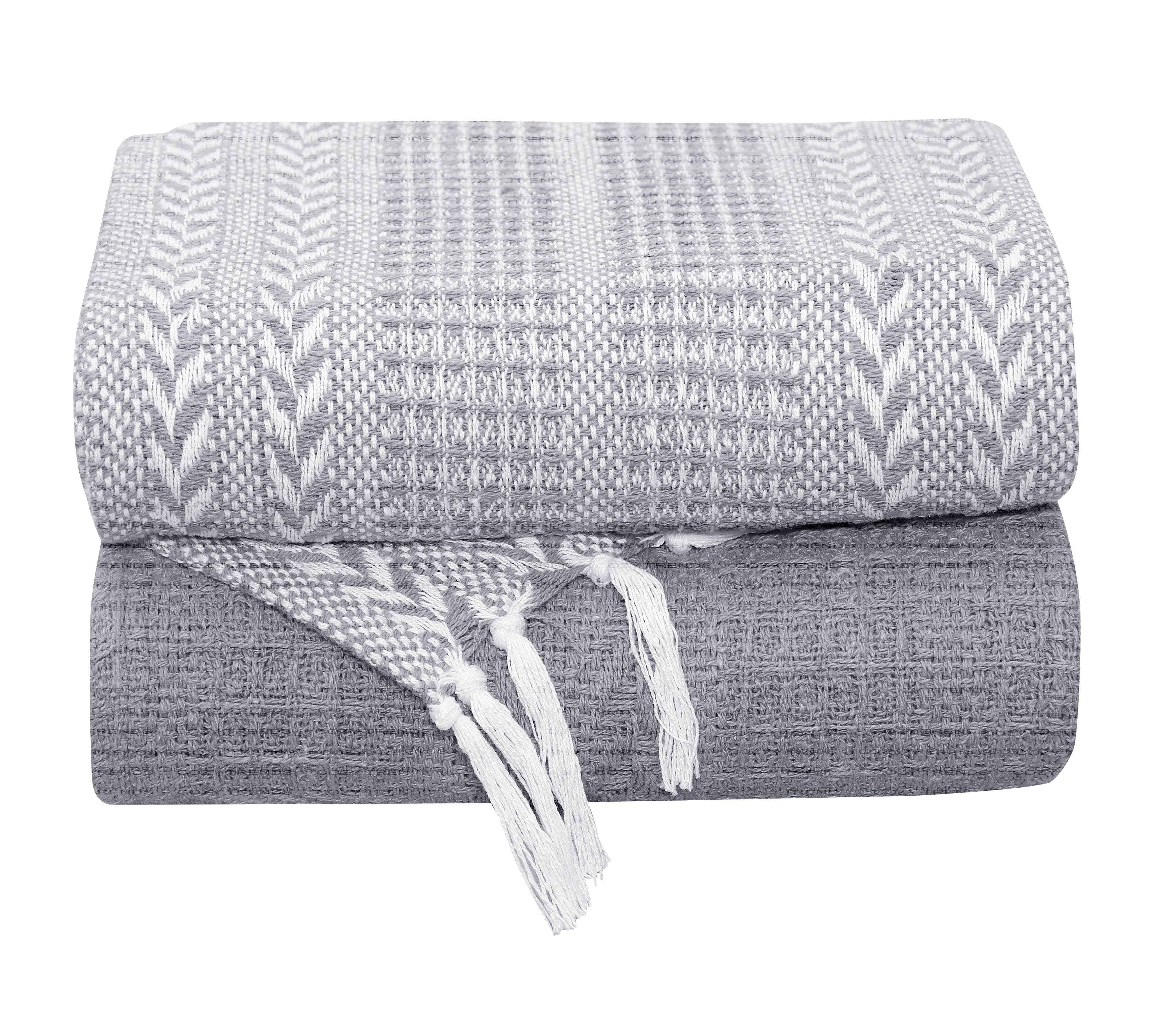 COZY HOMES COLLECTION - Vendita all'ingrosso Plaid - Set di 2 coperte in cotone batik tessute 127 x 152 cm3