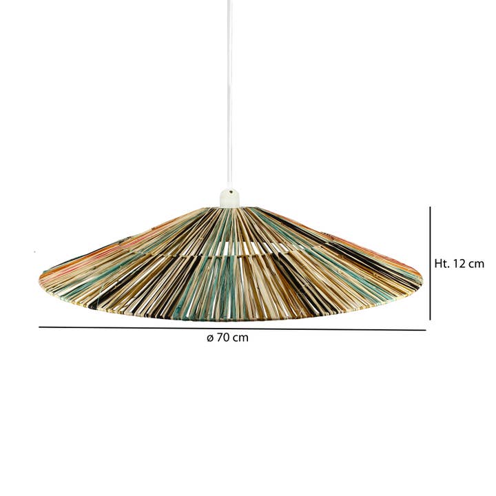 Now's Home – Engroshandel Lysekrone/pendellampe – Håndlavet farvet naturraffia loftslampe D70 x H12 cm JOLO4