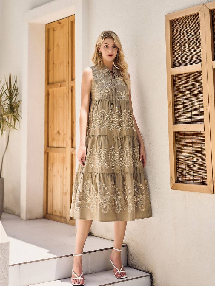 Boho Beach Hollow-out Floral Lace Resort Dress-SD040 for wholesale by ADDCONFDT INC