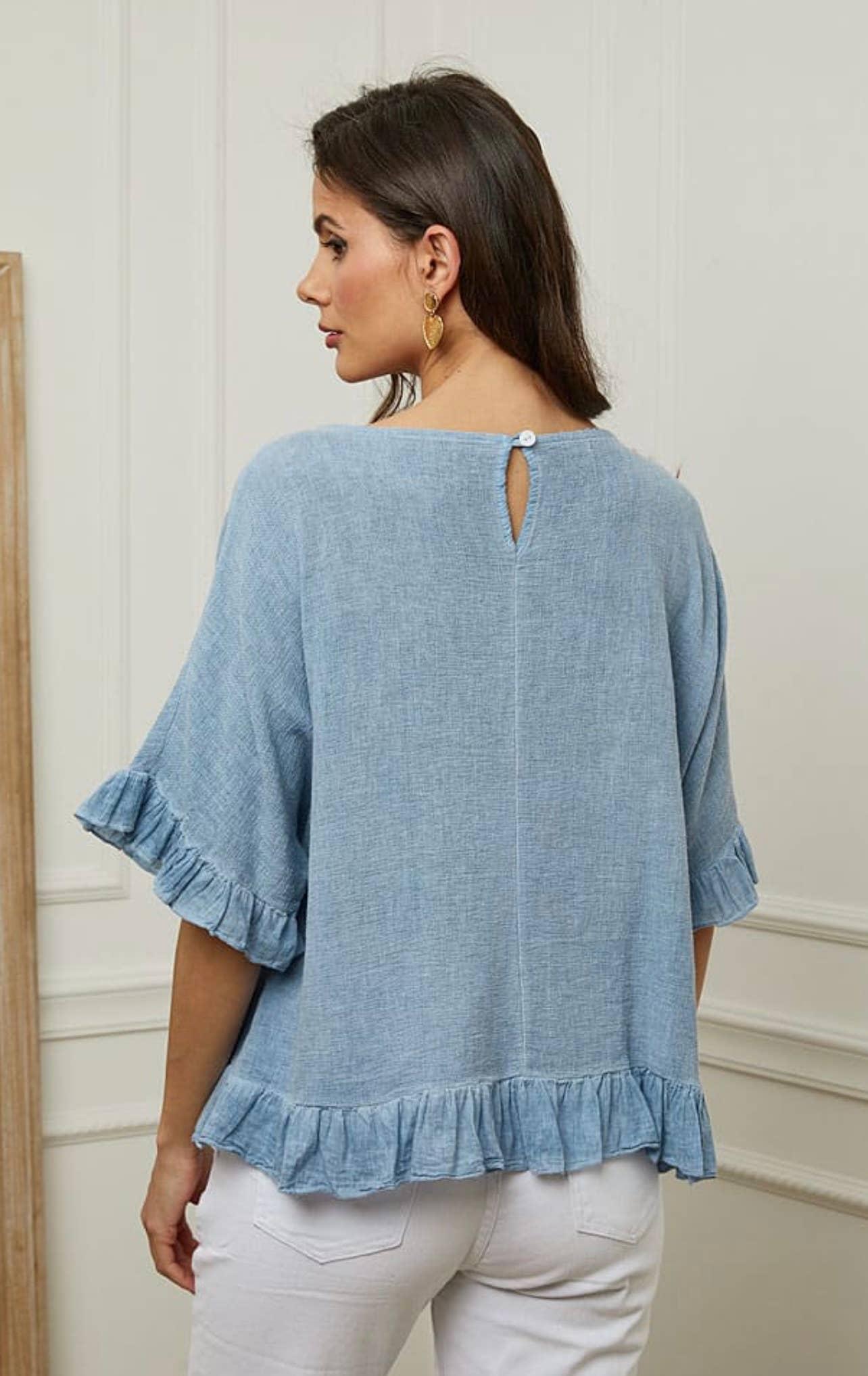 LÉA & LUC - Wholesale Blouse - Women's - Plain blouse in 50% Linen and 50% Cotton REF. 874714