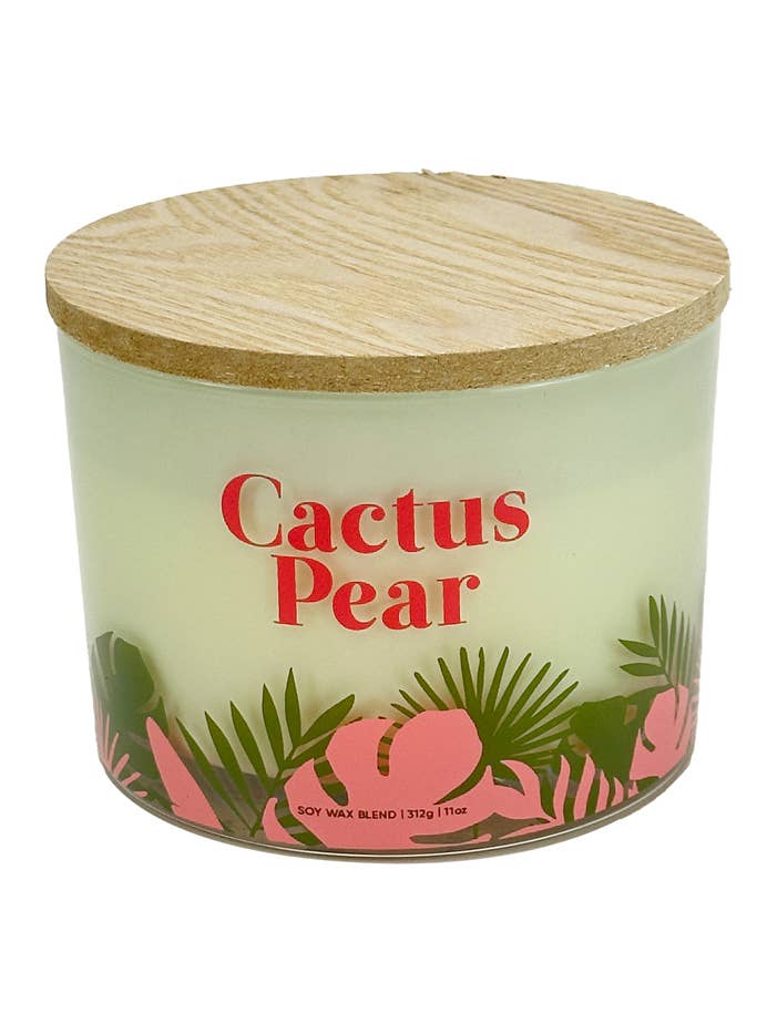 Kaktuspæreduftlys med trælåg for engroshandel hos DesignStyles Home