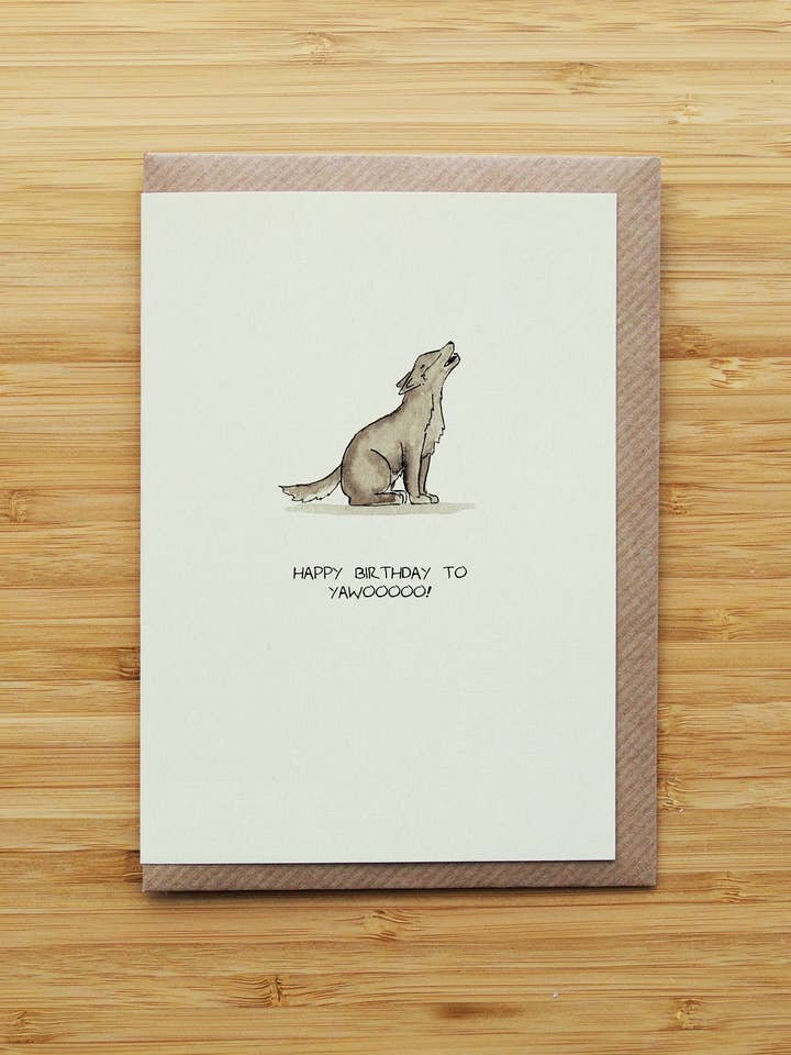 Anniversaire de Loup - Animal Drôle - Carte Recyclée pour la vente par RossJDesigns