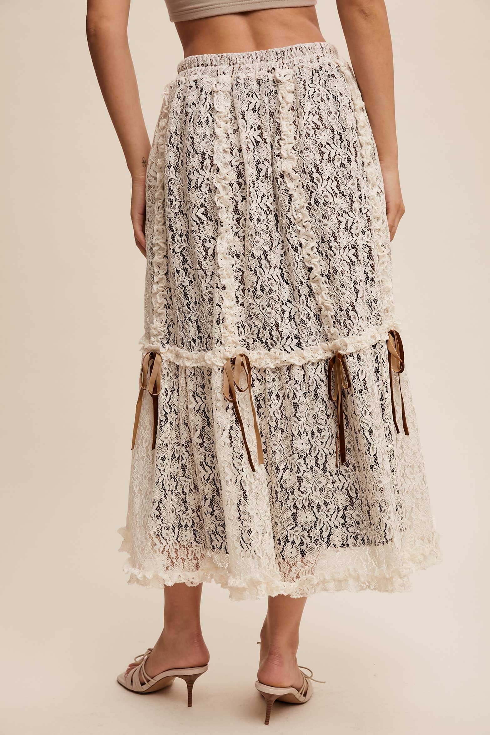 Listicle – wholesale Skirt – Women’s – Lace Midi Skirt with Ribbon Details28