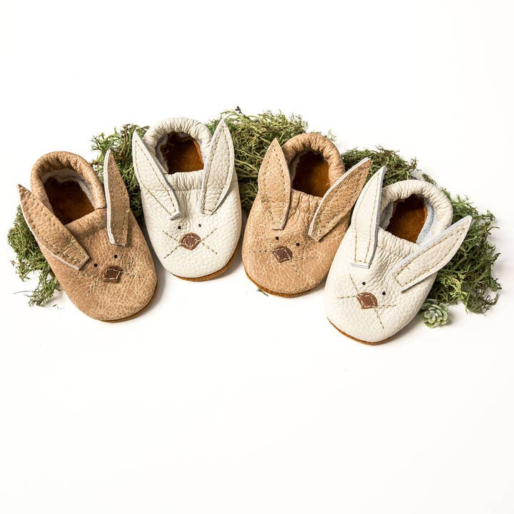 Latte & Milk Bunnies // Cute Critters Leather Shoes Baby and Toddler Bunny for wholesale by Starry Knight Design