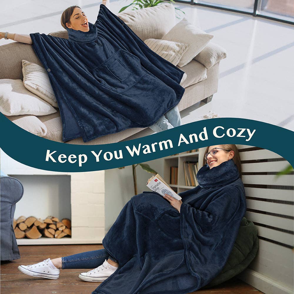 Pavilia - Wholesale Poncho - Women's - Neck Warmer Hooded Poncho Blanket35