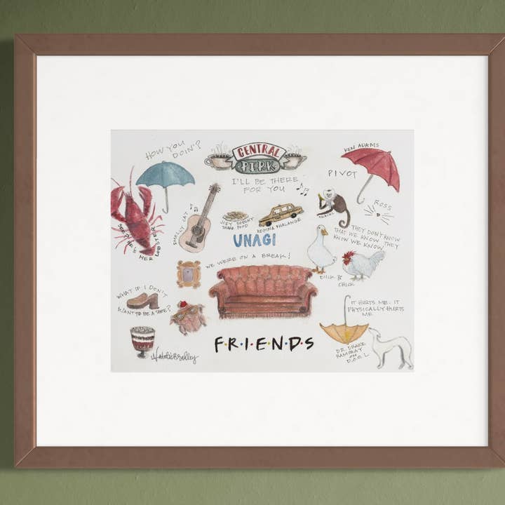 Impression aquarelle de la série télévisée Friends pour la vente par Natalie Bradley Home