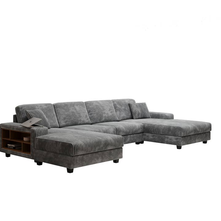 HOMYCASA DESIGN INC - Wholesale Sofa - 4-Seater U-Shaped Modular Sectional Sofa & Corduroy Fabric29