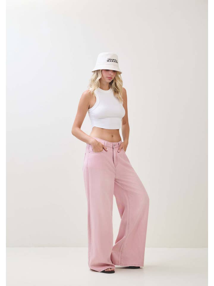 Lyserød TENCEL BUKSER S80598 for engroshandel på Faire4