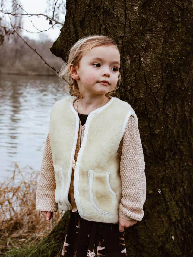 Schaapmaatje - Vente Veste sans manches – enfant - Gilet sans manches en laine beige Bébé/Enfant2