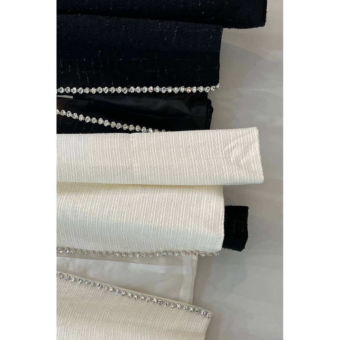 Curve Market - Wholesale Jacket - Women's - PLUS SIZE RHINESTONE TRIM OPEN FRONT TWEED JACKET2