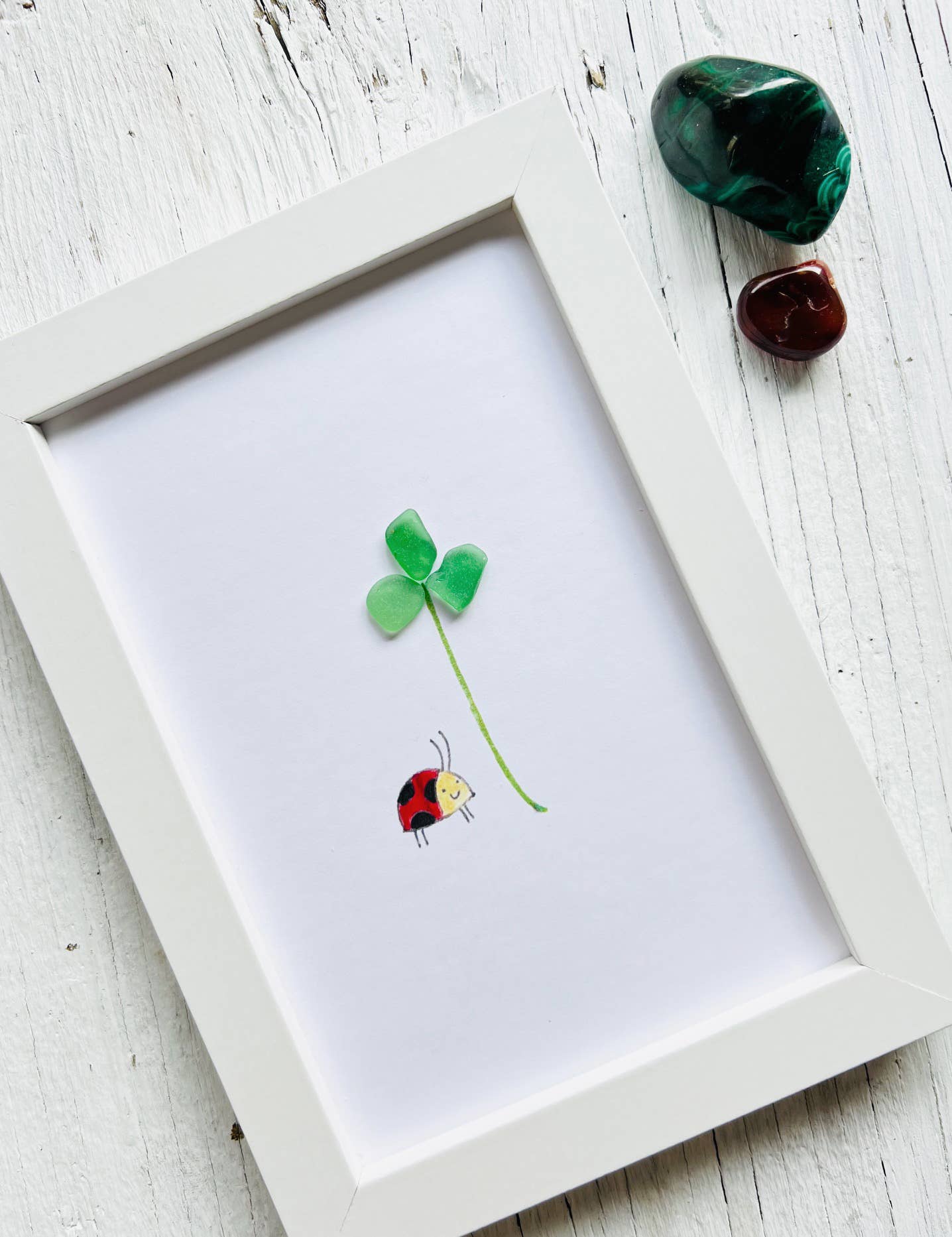 Sook & Hook - Wholesale Art Print - Clover with Ladybug Sea Glass Art3