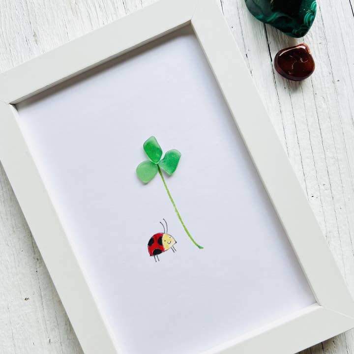 Sook & Hook - Wholesale Art Print - Clover with Ladybug Sea Glass Art3