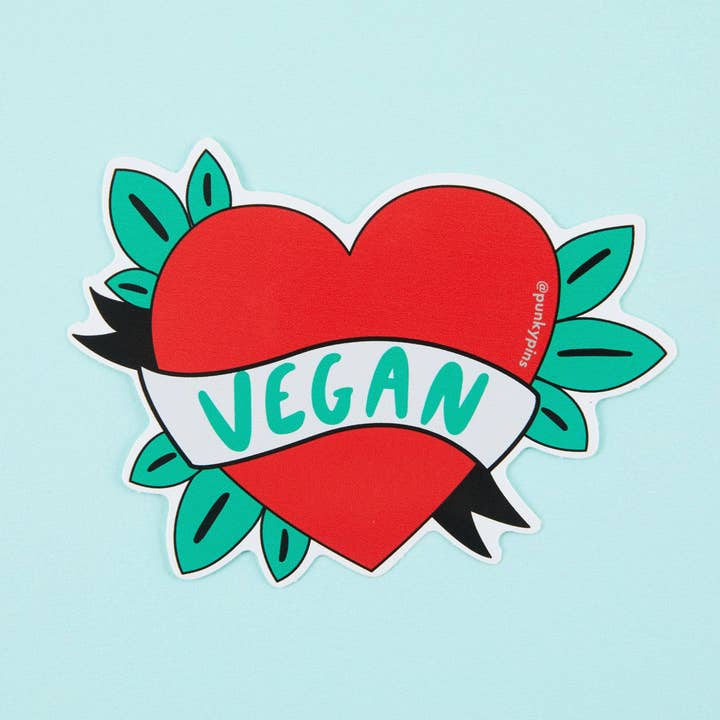 Punky Pins - Wholesale Sticker - Vegan Heart Vinyl Sticker