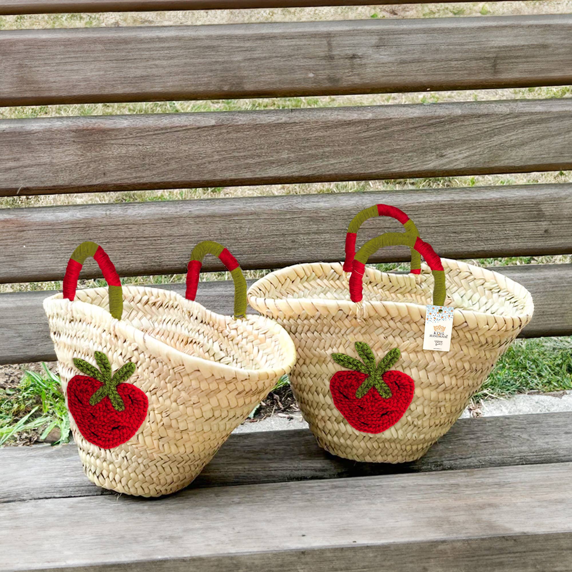 King Of Handmade – Sacola - Mulher por atacado – Bolsa de palha morango – Bolsa elegante para o verão1