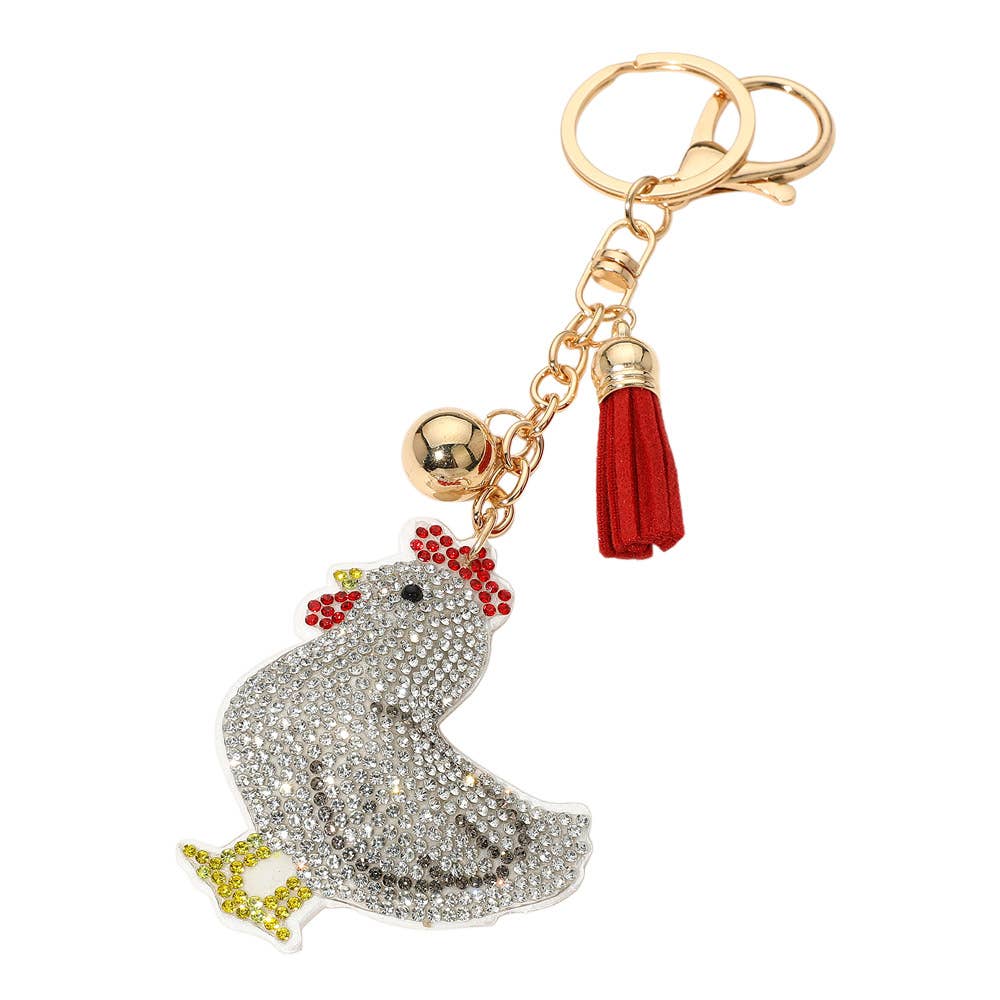 Sensibling Corp. - Wholesale Keychain - Women's - Bling Studded Chicken Keychain / Bag Charm1
