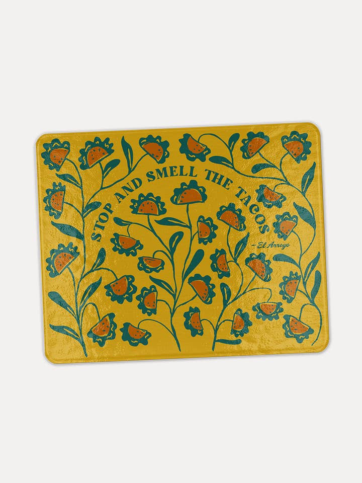 Mini Tempered Glass Cutting Board - Smell the Tacos for wholesale by El Arroyo