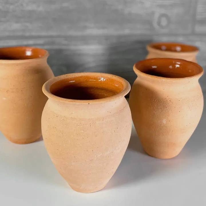 Mexico | Clay Cups/Vase (set of 4) for wholesale by Beautifully Made Fair Trade