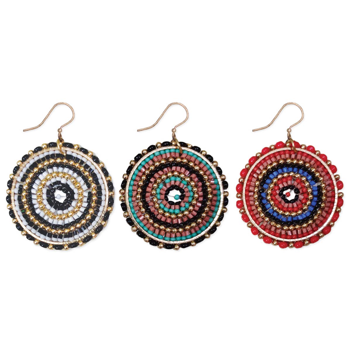 ZAD - Wholesale Dangle Earrings - Boho Beaded Round Earrings0