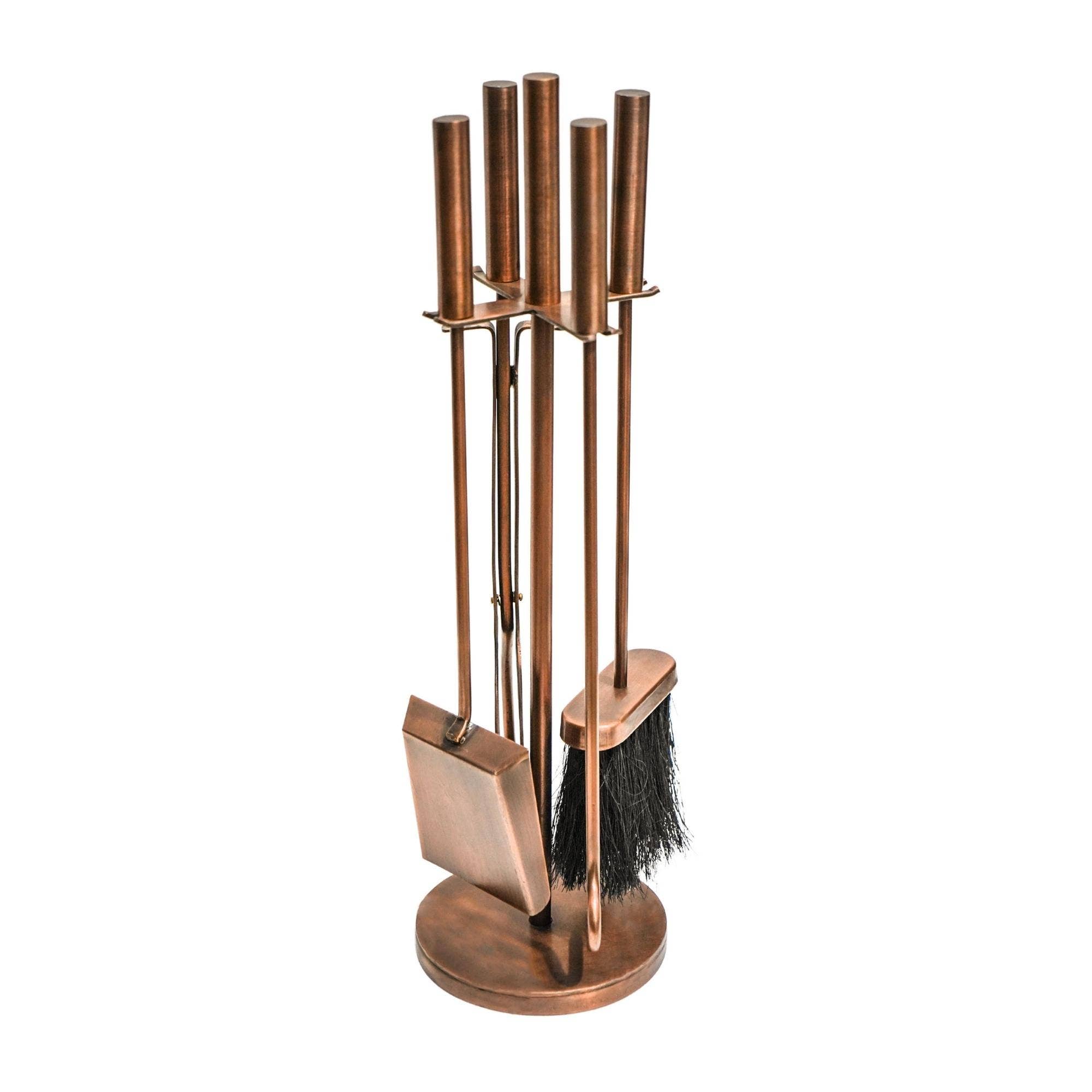 Ivyline International - Wholesale Fireplace Screen - Round Copper Fireside Companion Set1