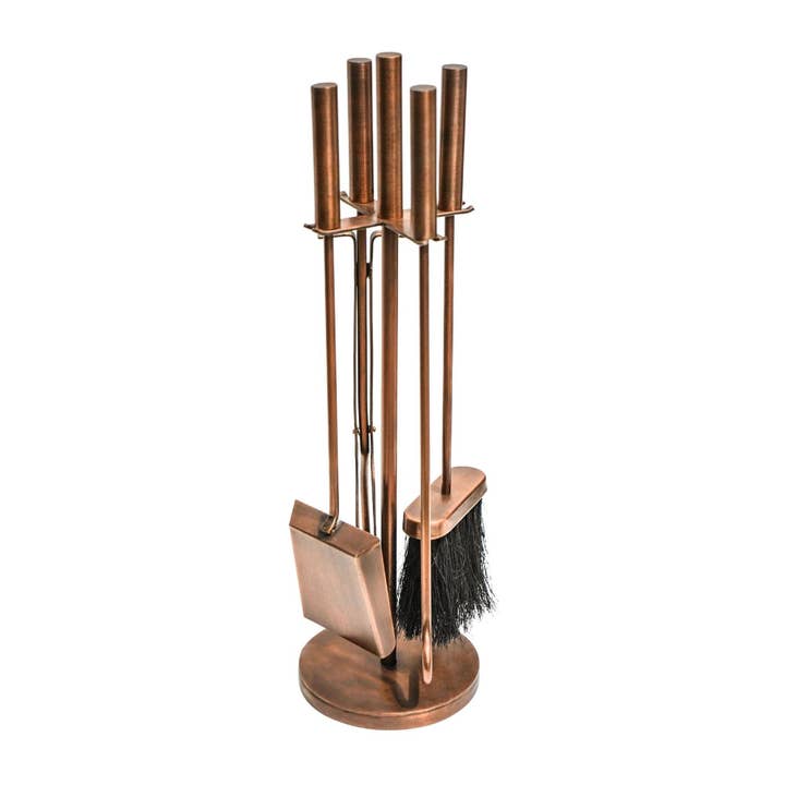 Ivyline International - Wholesale Fireplace Screen - Round Copper Fireside Companion Set1