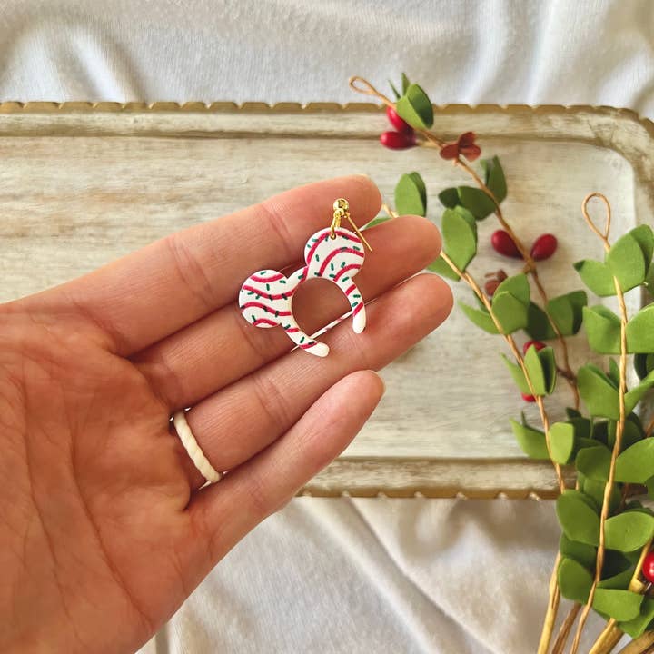 SeizeTheClayJewelry - Venta al por mayor Pendientes colgantes - Pendientes con orejas de ratón y pastel de Navidad