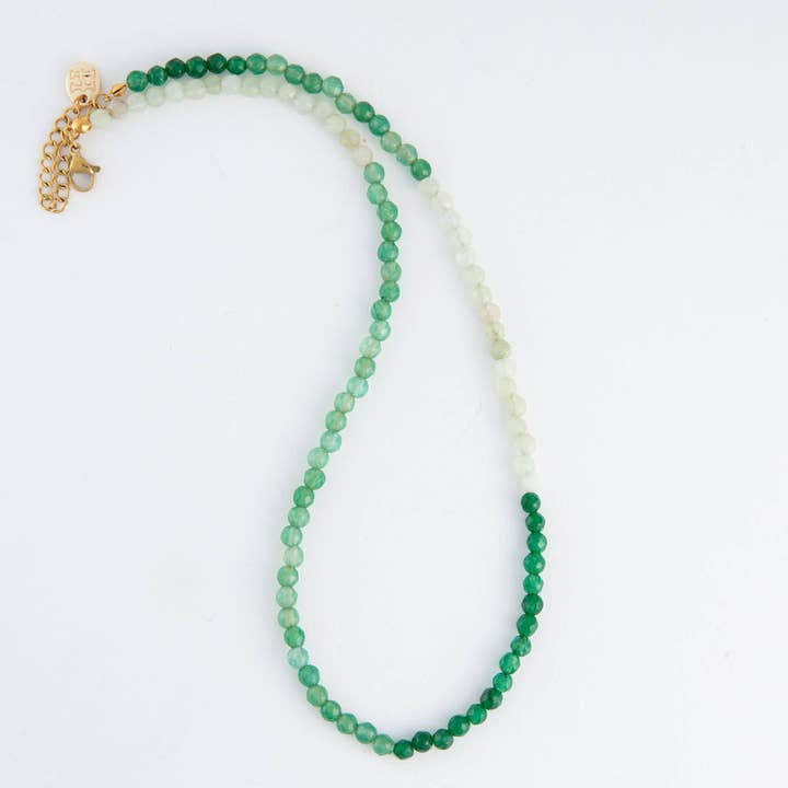 Elsie & Zoey - Wholesale Beaded/Pearl Necklace - Maren Genuine Aventurine Stone Ombre 15" Beaded Necklace11