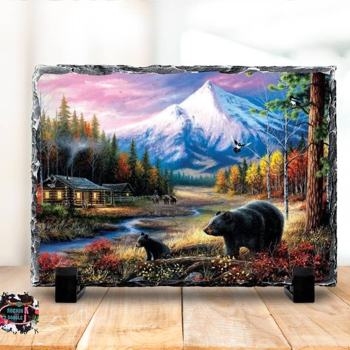 Bear Nature Rock Photo Slate for wholesale by Rockin K and Double J