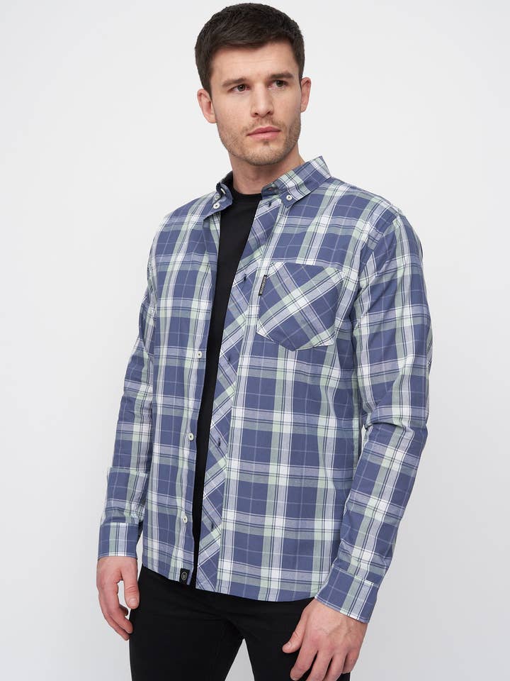Lennmore Shirt Blue Check for wholesale by Duck and Cover