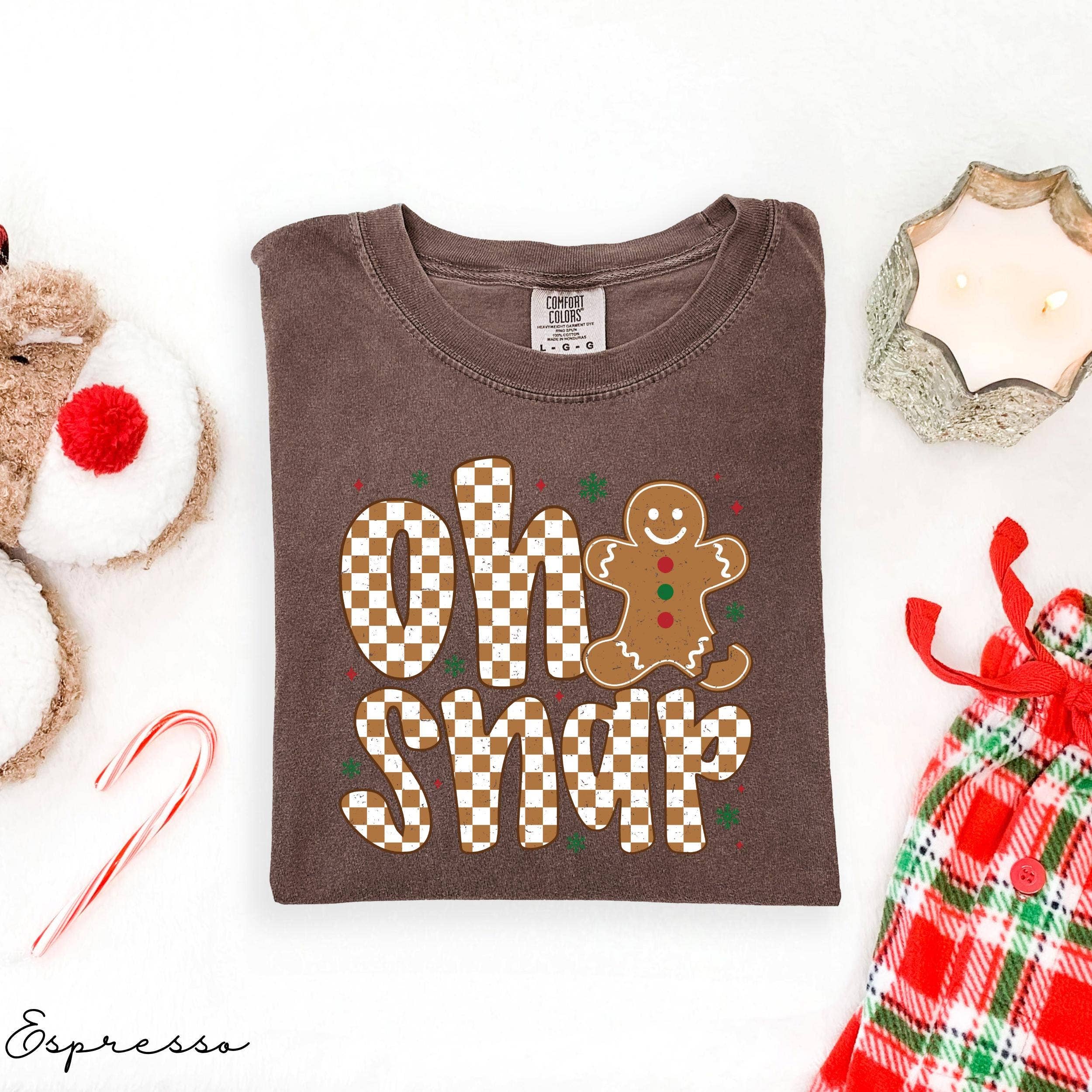 Glaime - Wholesale T-Shirt (Graphic) - Women's - Comfort Colors Oh Snap Shirt, Gingerbread Sweatshirt