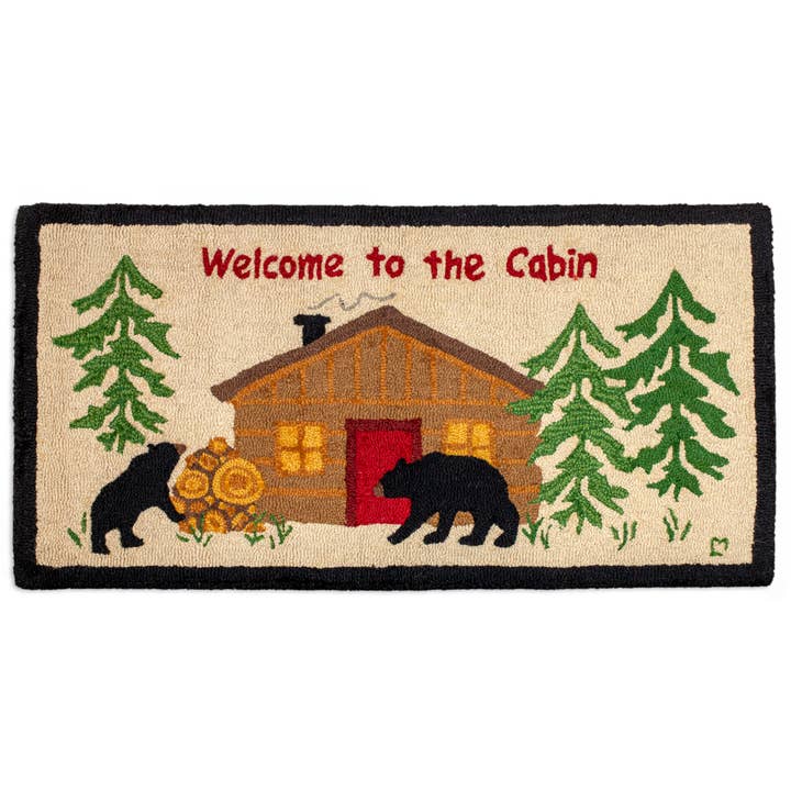 Chandler 4 Corners - Wholesale Door Mat - Welcome to the Cabin 2'x4' Hooked Wool Rug