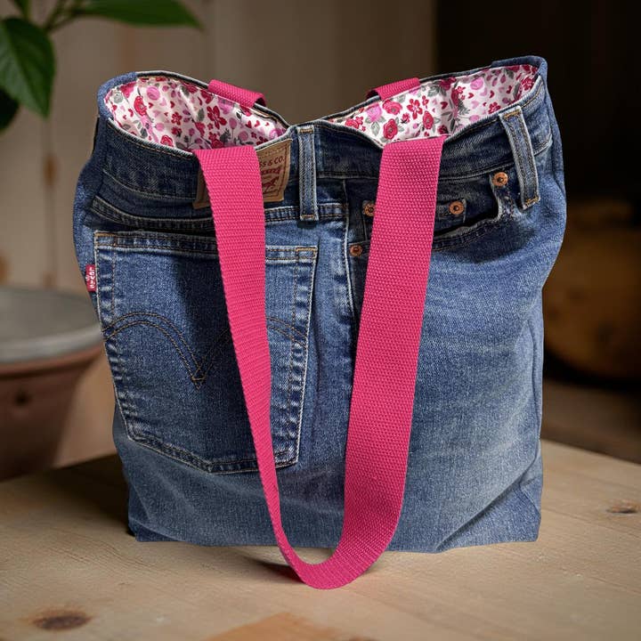 Levi's Upcycled Denim Tote Bag – roses & hearts for wholesale by Indigo Bags