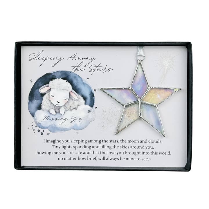 The Grandparent Gift Co. Inc. - Wholesale Ornament - Sleeping Star Infant Memorial Handmade Glass Star 7722