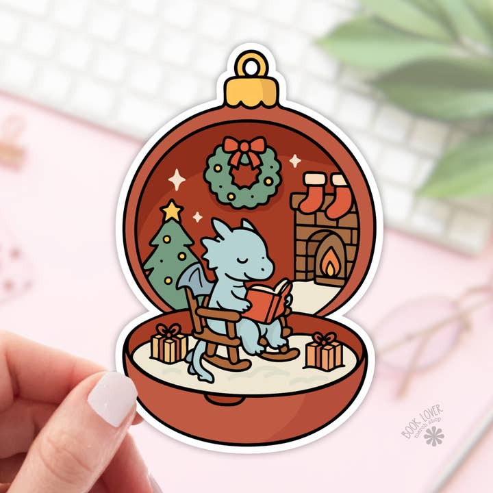 Autocolantes de Natal com Dragões para Amantes de Livros / Autocolantes Literários / Livro por atacado de Book Lover Merch Shop