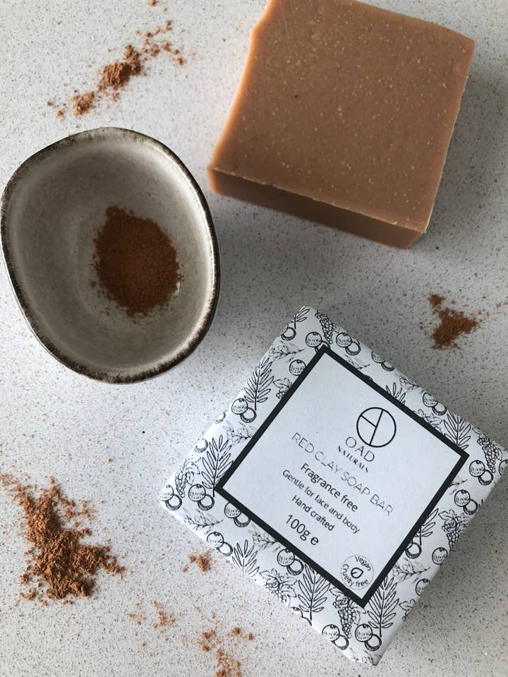 Handmade, Natural, French Red Clay Soap Bar for wholesale by OAD Naturals