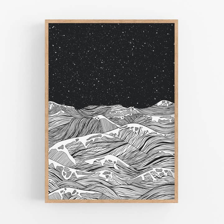 Night Ocean Art Print for wholesale by Elle Ivy