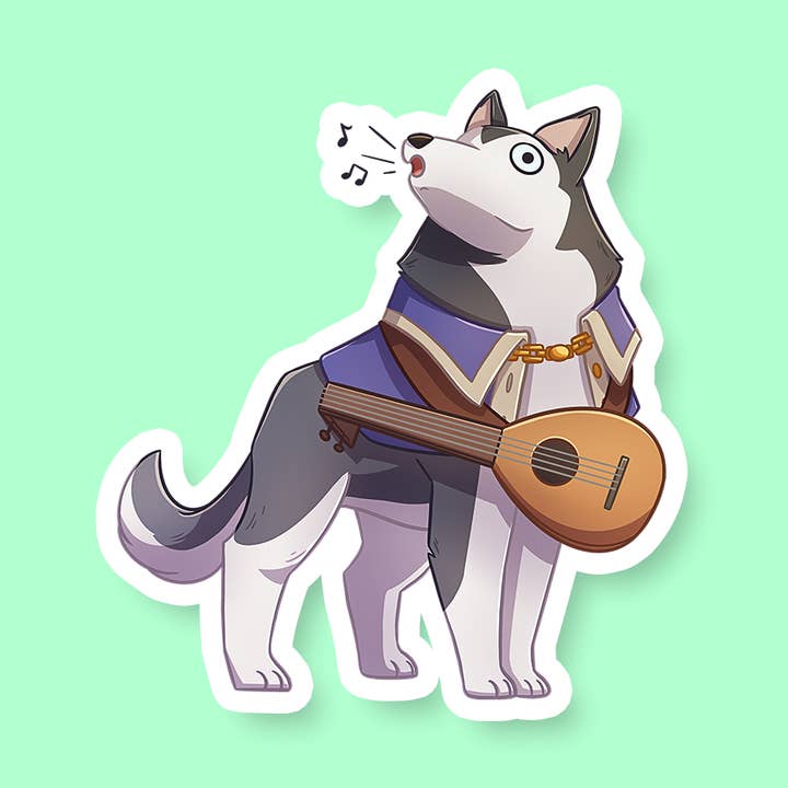 Riftgate - Wholesale Sticker - Bard Class D&D Dog Sticker0