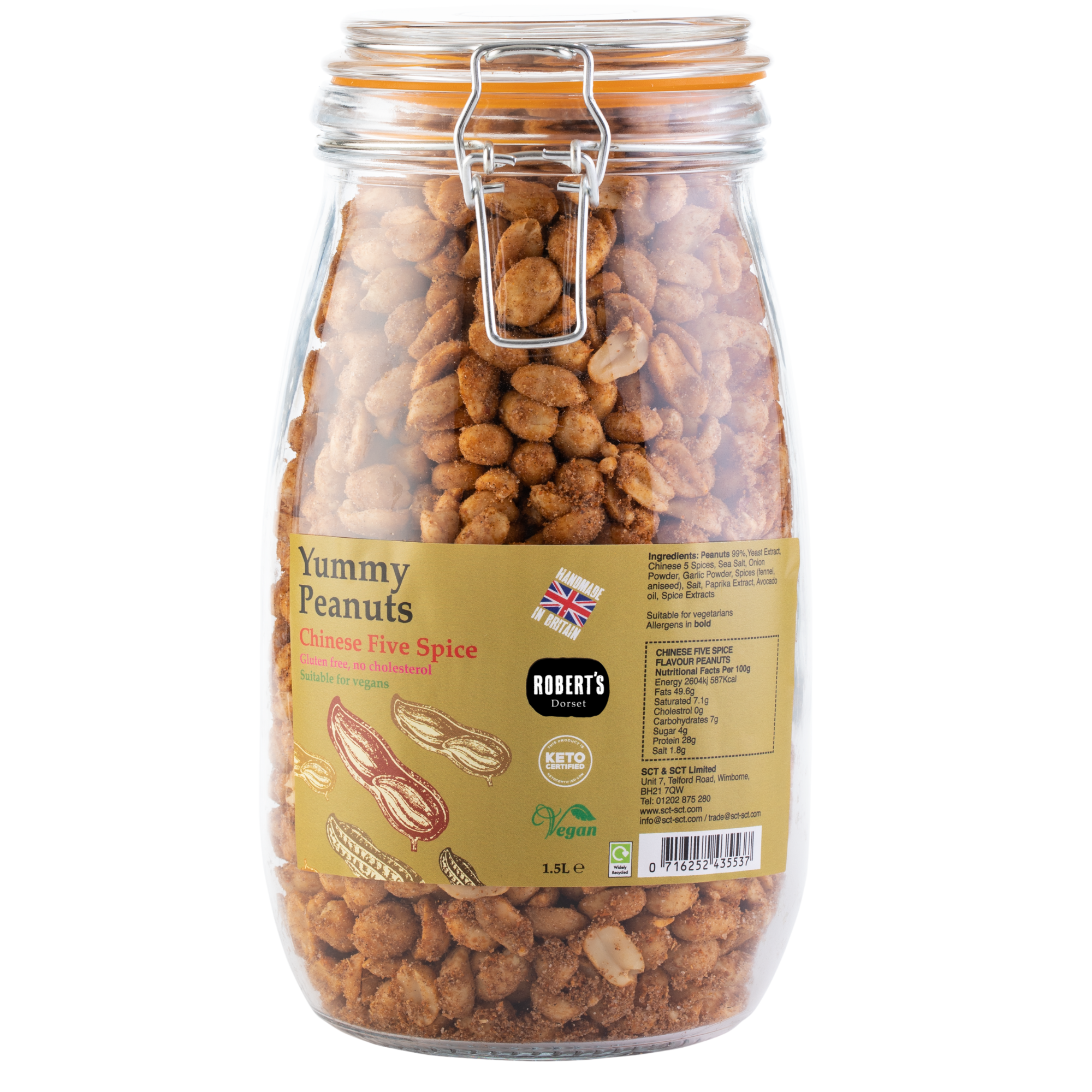 Robert’s Dorset – wholesale Nuts – Yummy Peanuts 1.5L / 1Kg Glass Jar 0
