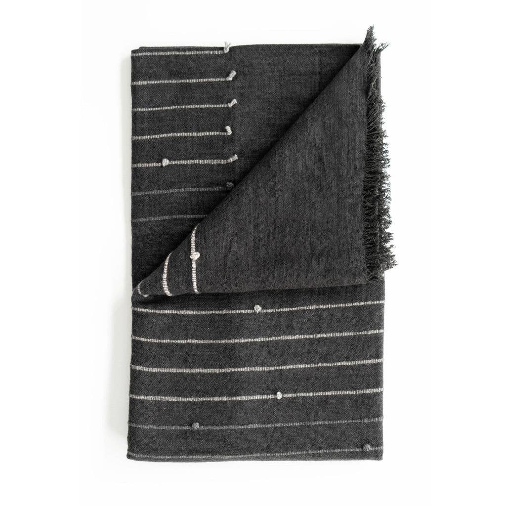 Variously - Wholesale Throw Blanket - Rosewood Indigo Hand knotted Stripes Handloom Merino Throw5