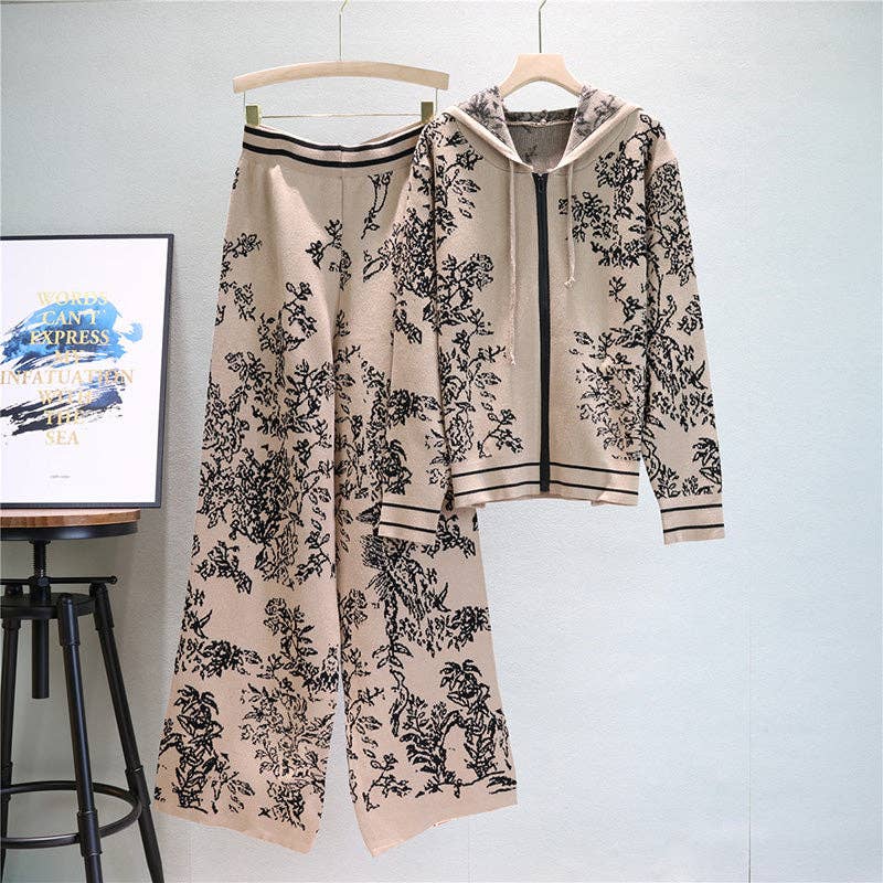 safistyle - Wholesale Lounge Set - Women's - Floral Hoodie and Wide-Leg Pants Set0