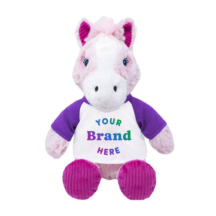 9" Customizable Plush Pink Horse for wholesale by The RGU Group