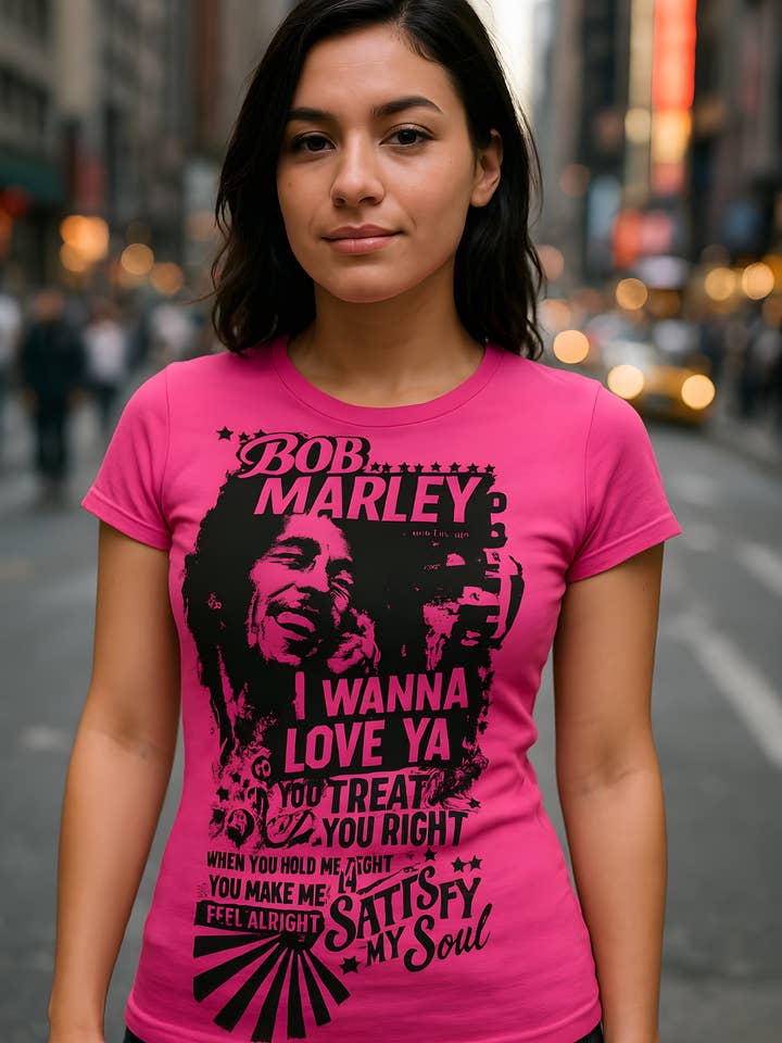 Official Store - Wholesale T-shirt met print - Dames - Bob Marley - Wanna Love Ya Dames Junior T-shirt2