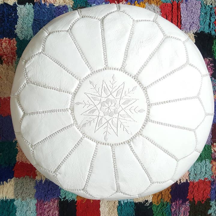 Azilal'y Pop Leather Ottoman 13.8" x 21.7" (Leather) for wholesale by Coco Carpets