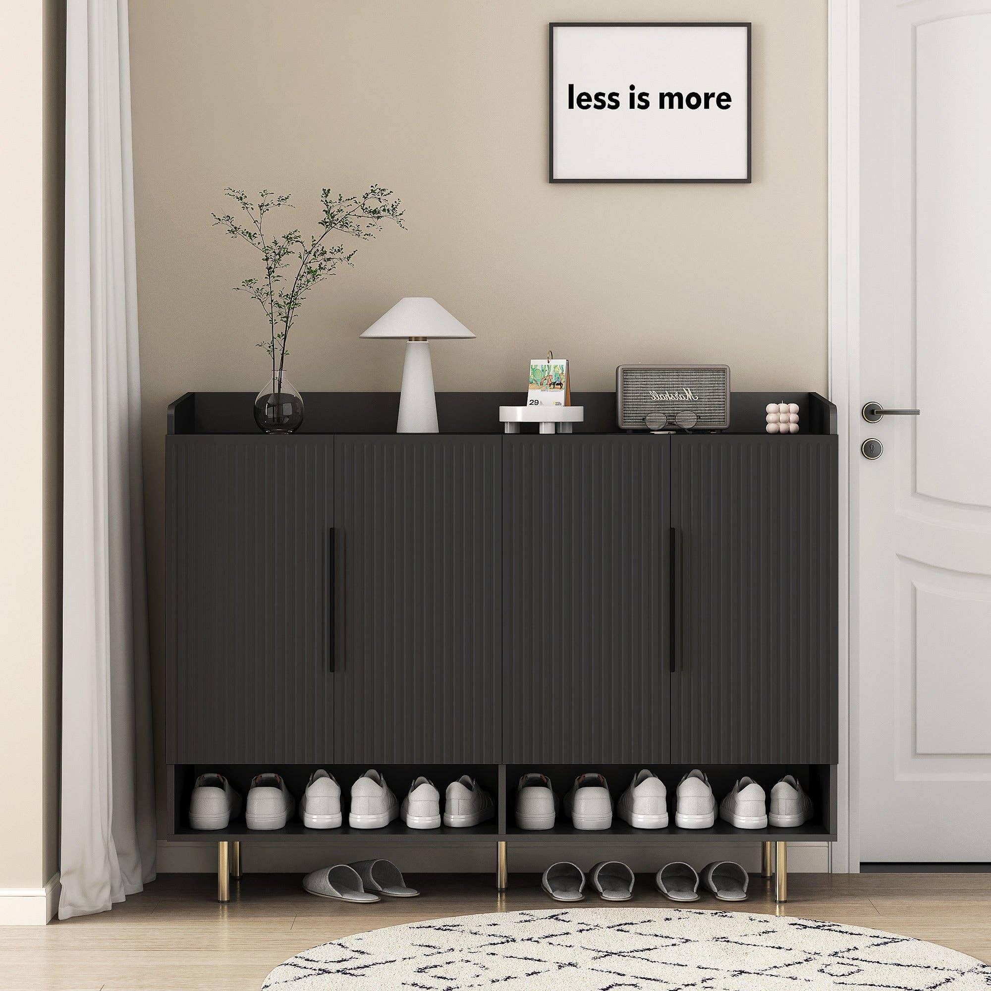 39F Inc. - Wholesale Shoe Rack - Modern 4-Door Shoe Storage Cabinet with Adjustable Shelves6