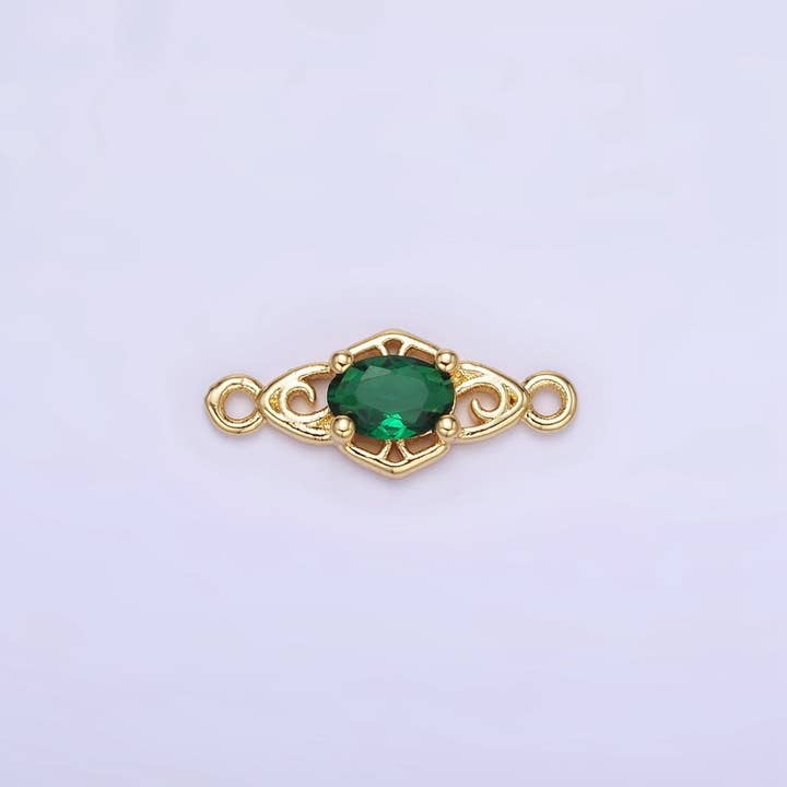 Aim Eternal - Wholesale Individual Charm/Pendant - 14K Gold Filled Green, Pink, Clear, Red, Blue, Purple CZ Artisan Connector | G347 - G349