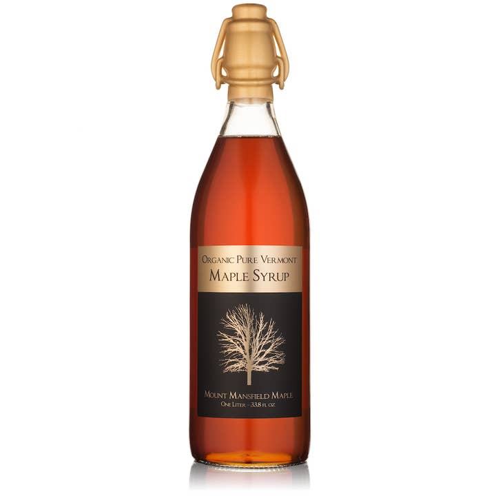 1 Liter Swing Top Bottle Organic Pure Vermont Maple Syrup for wholesale by Mount Mansfield Maple Products